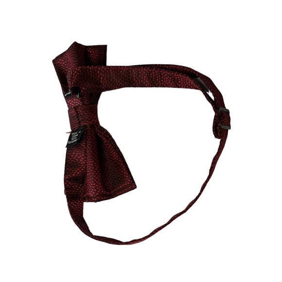 Pronto Uomo Formal Tie Set Pre-Tied Adjustable Burgundy Paisley and Black - Picture 11 of 14